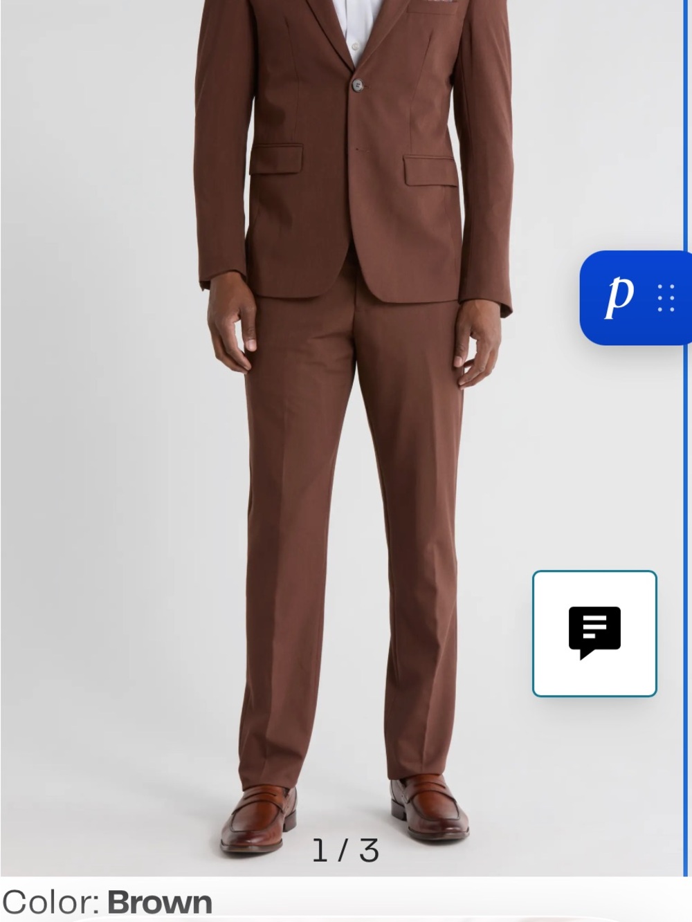 Men's Brown Two-Piece Tailored Suit Jacket & Trousers - Picture 2 of 7